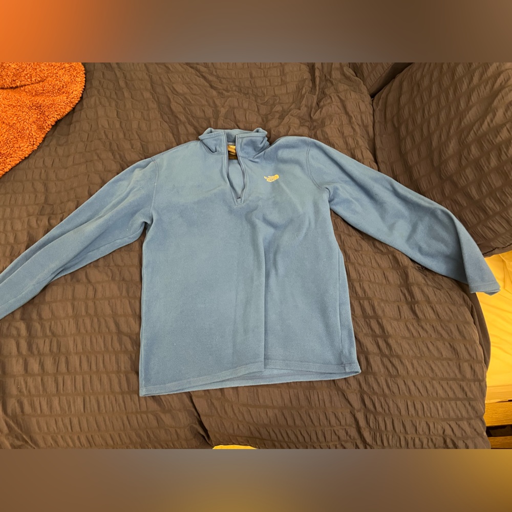 Men’s North Face fleece quarter-zip pullover size M bright blue